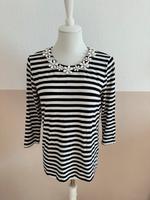 Hallhuber Shirt schwarz weiß gestreift Blumen Steinchen 3/4 Arm Bayern - Würzburg Vorschau