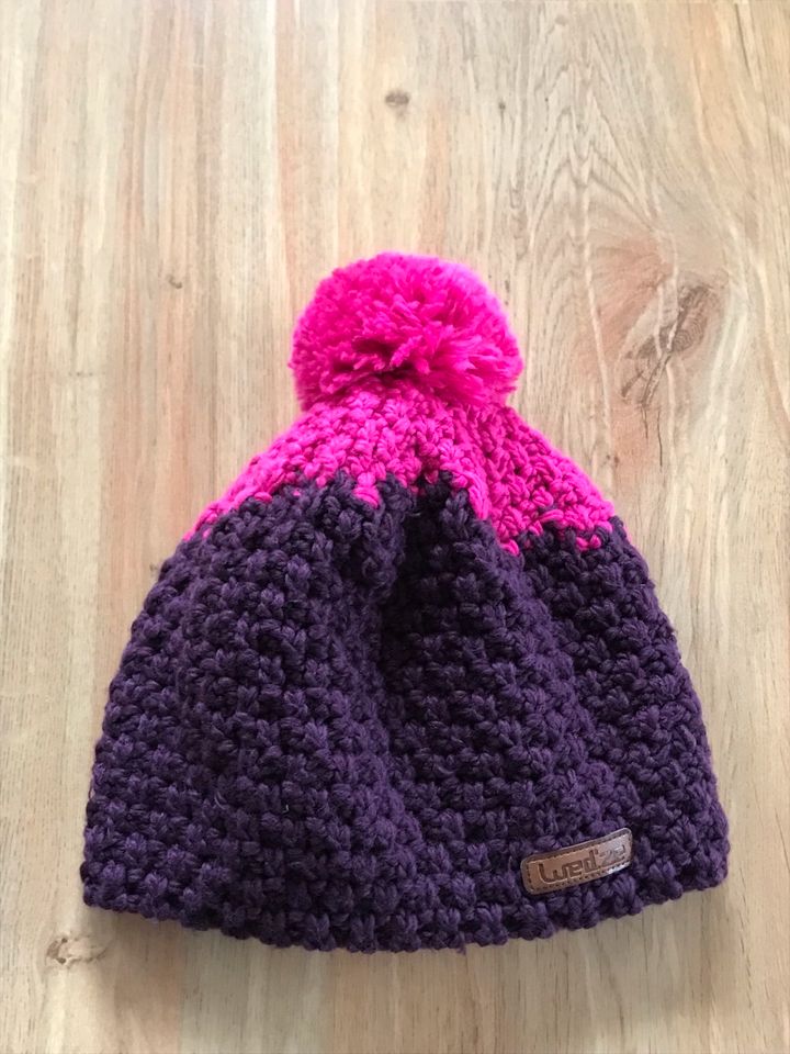 NEU, warme Strickmütze, Bommel, Fleece, Pink/lila in Grünstadt