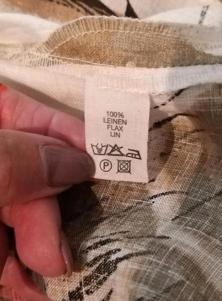 Sommerkleid Tunika Gr. M Tutta Natura weiß oliv rot 100% Leinen in Schriesheim