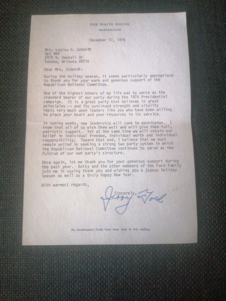 Brief vom White House, Washington 1976 in Ludwigshafen