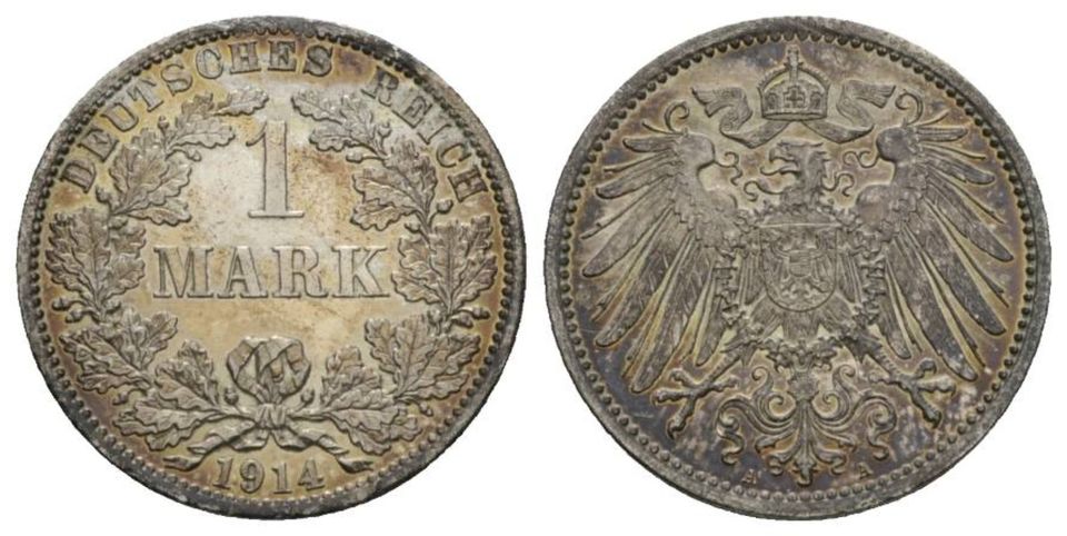 1 Mark Kaiserreich 1914 A Silber #149 / bessere Erhaltung... in Osnabrück