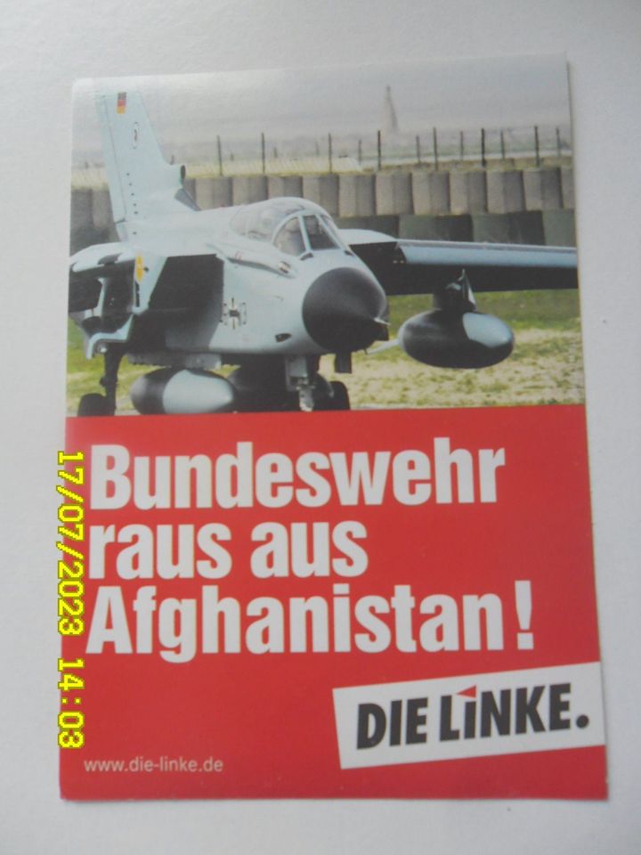 Aufkleber Sticker: Die Linke. Bundeswehr raus aus Afghanistan! in  Hamburg-Nord - Hamburg Barmbek