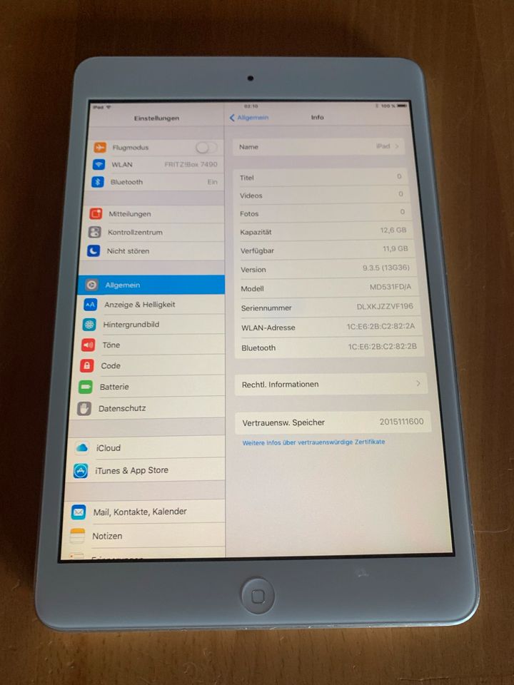 Apple iPad mini 1 Generation A1432 16 GB weiß in Breuberg