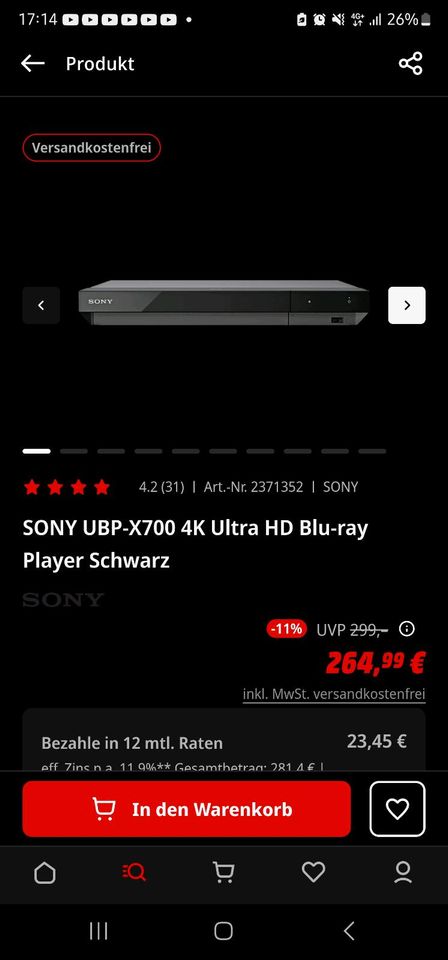 4K Blu-Ray Player (Dolby Atmos fähig) mit 35 Filmen in Wolfsburg