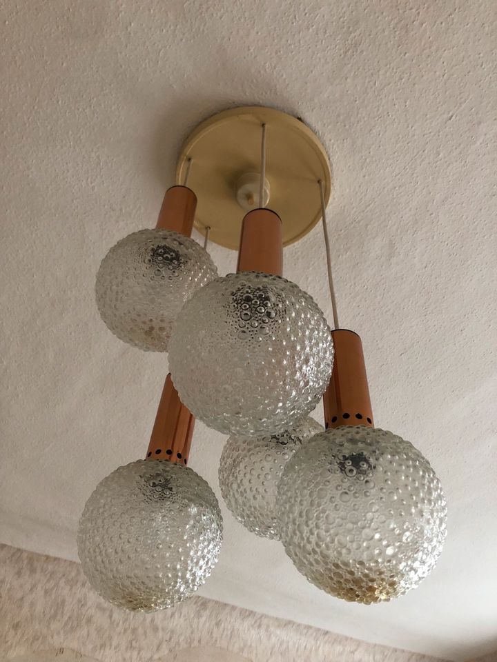 DDR Hängelampe Kaskadenlampe Glaskugellampe Nostalgie Vintage in Langenwetzendorf