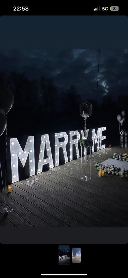 Marry Me Buchstaben Heiratsantrag Organisation in Heilbronn