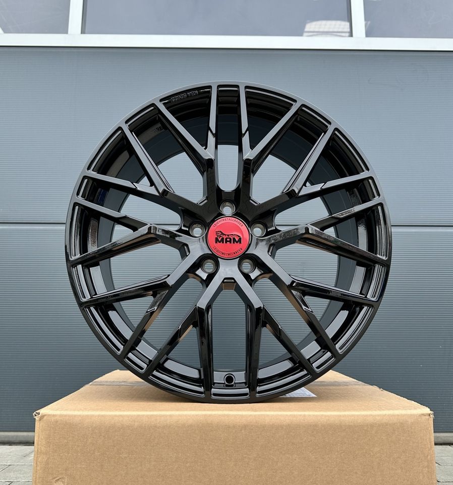 MAM RS4 19 Zoll Sommerräder für Audi A6 S6 A7 S7 A8 4E Q3 SQ3 4G 4G1 C7 8U 8U1 A4 B8 B9 C6 4F Allroud Felgen Reifen Räder schwarz Performance Sommerreifen ABE sline s line 5x112 TDI Kompletträder in Neckarsulm