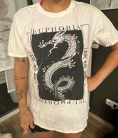 Cooles T-Shirt mit Aufschrift und Drachen in weiß / schwarz Bayern - Frensdorf Vorschau
