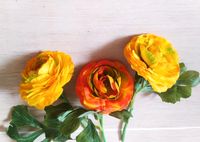 3 Ranunkel Kunstblumen Deko Floristik Gesteck orange gelb Sachsen - Sehmatal-Sehma Vorschau