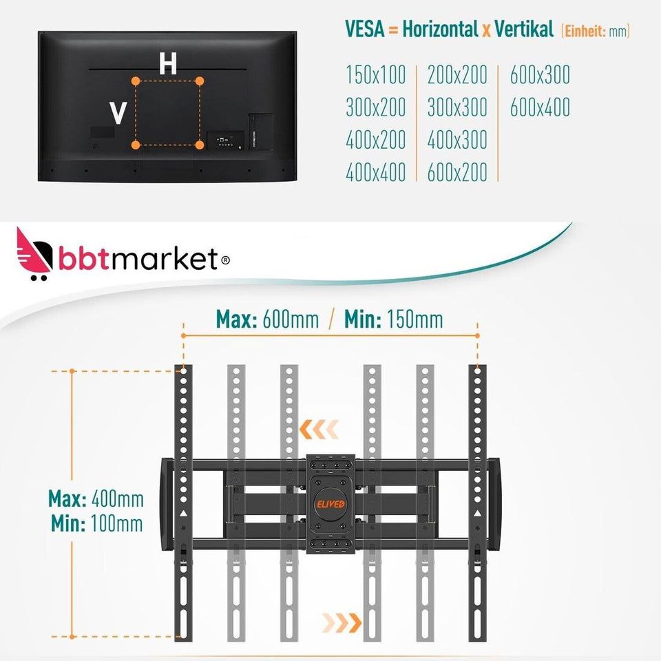 TV Wandhalterung LED LCD 37 70 Zoll drehbare Wandhalterung TV in Berlin