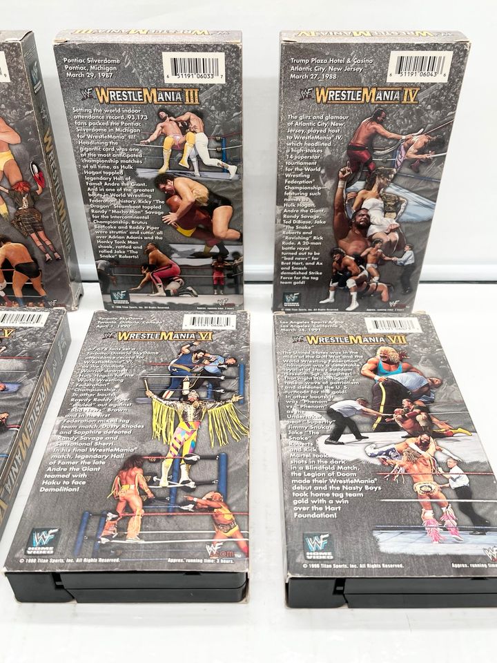 WWF/WWE Wrestling VHS/DVD Konvolut Wrestlemania 1,3,4,5,6,7 in Filderstadt