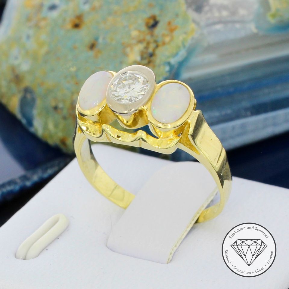 M*129314 Wert 3.350,- Brillant Vollopal Ring 585 14 Kt Gold XXYY in Essen