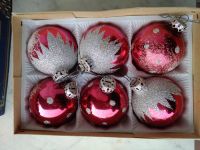 6 rote vintage Weihnachtskugeln mit Silberglanz Stuttgart - Feuerbach Vorschau
