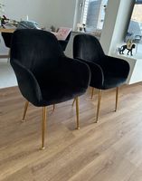 6x Esszimmerstühle schwarz samt mit goldenen Beinen Hannover - Nord Vorschau