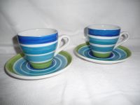 2 Kaffeetassen - blau grün gestreift - Sandra Rich - Jambalaya Nordrhein-Westfalen - Frechen Vorschau