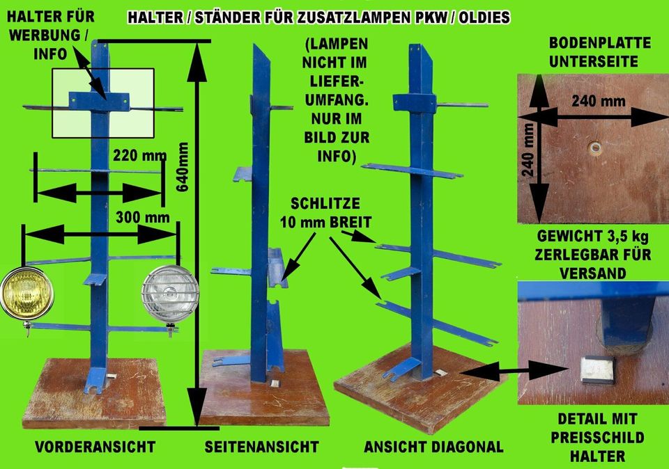 HALTER / VERKAUFS -  STÄNDER FÜR ZUSATZSCHEINWERFER Z. B.OLDTIMER in Freden