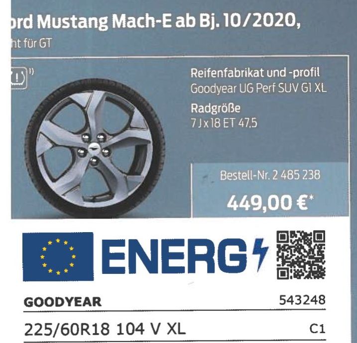 Winterreifen Kompletträder Ford Mustang Mach-E 225/60 R18 104V XL in Herrenberg