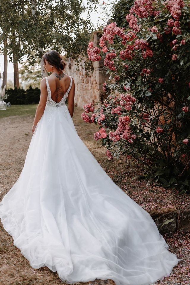 ❤️ Brautkleid Hochzeitskleid tiefer Ausschnitt blush Glitzer in Nürnberg (Mittelfr)