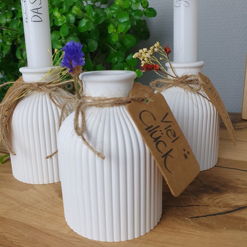 Vase/Kerzenhalter aus Raysin + Kerze oder Trockenblumen Deko in Gelsenkirchen