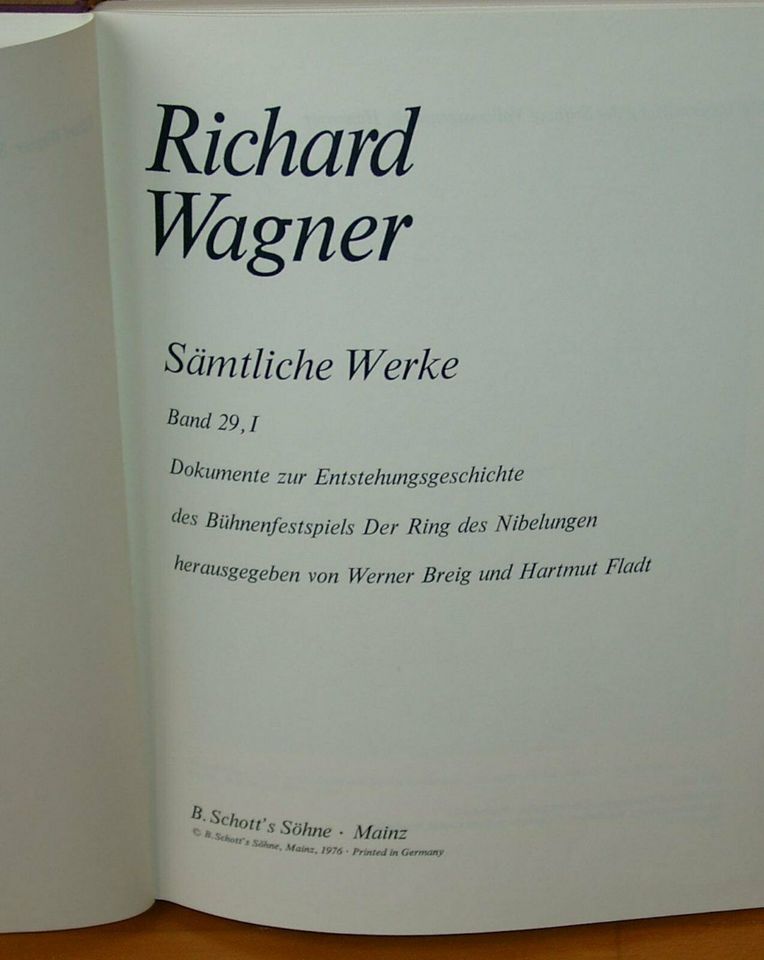 Richard Wagner Sämtliche Werke Bd. 29,I Ring Dokumente Entstehung in Mainz