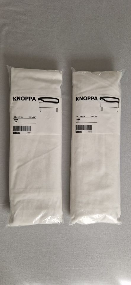 2 Stück IKEA Knoppa Spannbettlacken 90x200cm weiß *NEU* in Westerholt