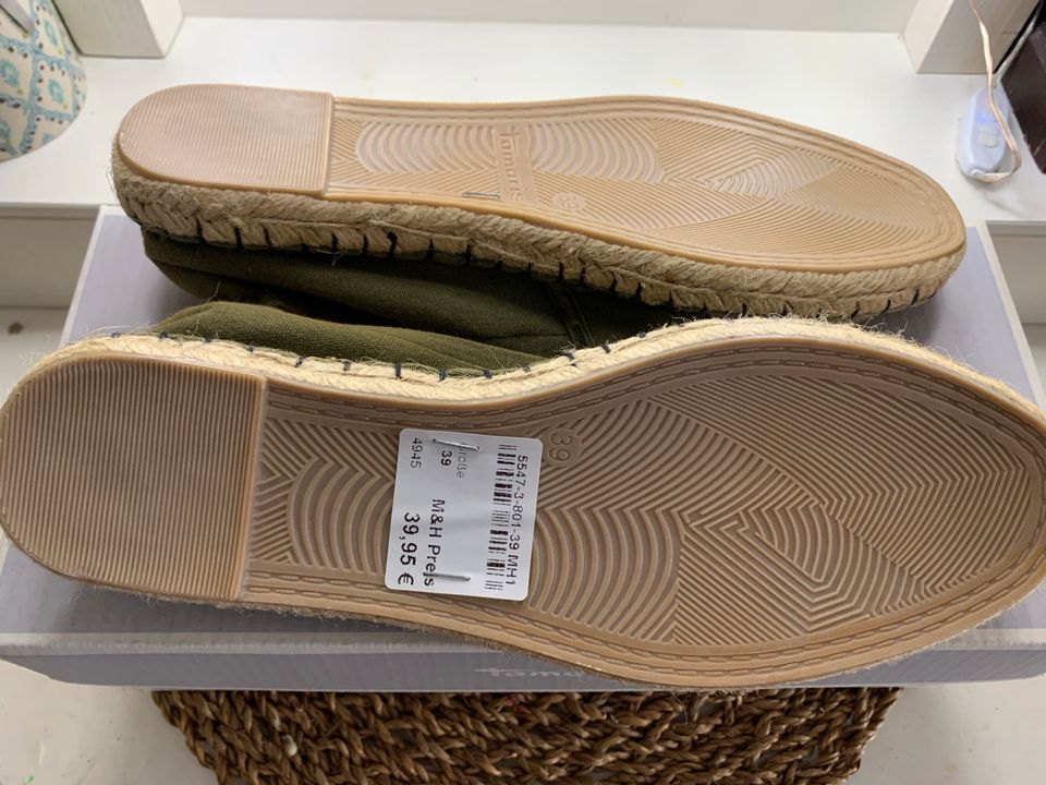 Tamaris Espandrillos Ballerinas Neu Khaki Gr. 39 in Nürnberg (Mittelfr)