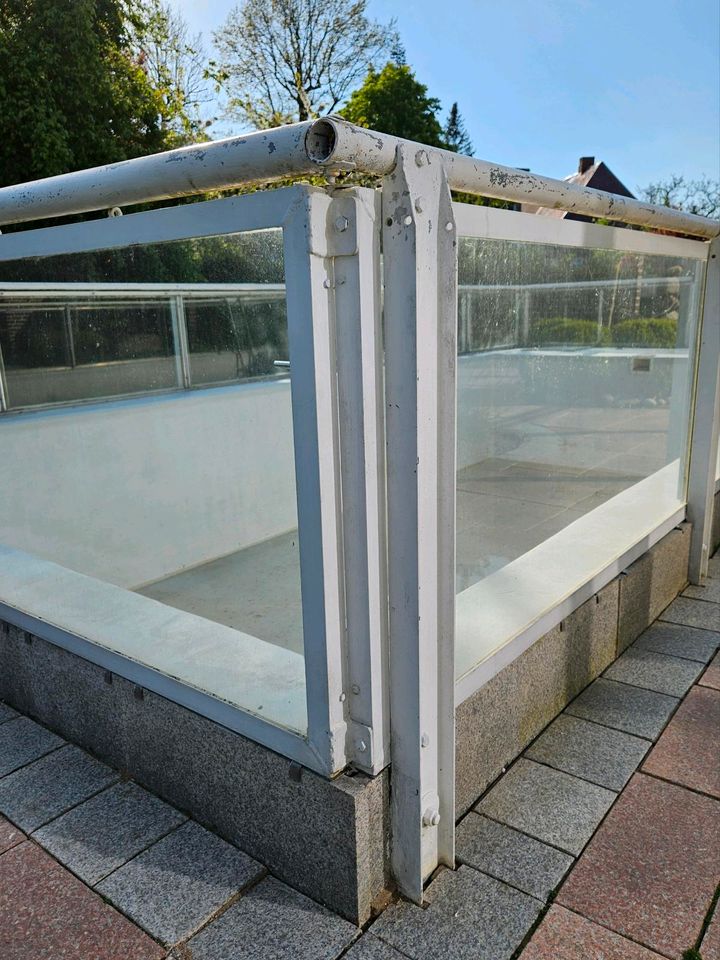 Pool Einfassung/ Zaun aus Glas und Metall in Bosau