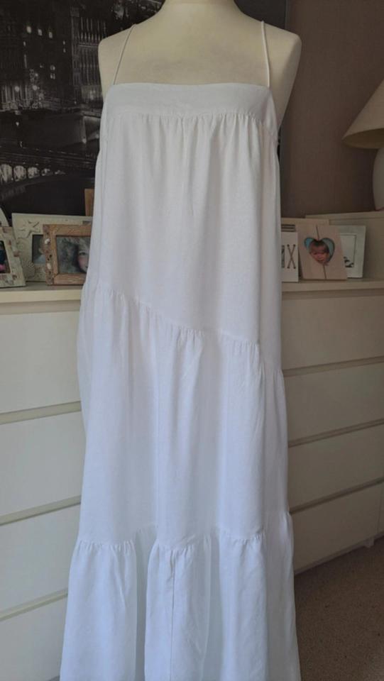 ABERCROMBIE&FITCH * Edles Leinen-Viskose-Maxikleid * weiß * L in Bad Bevensen