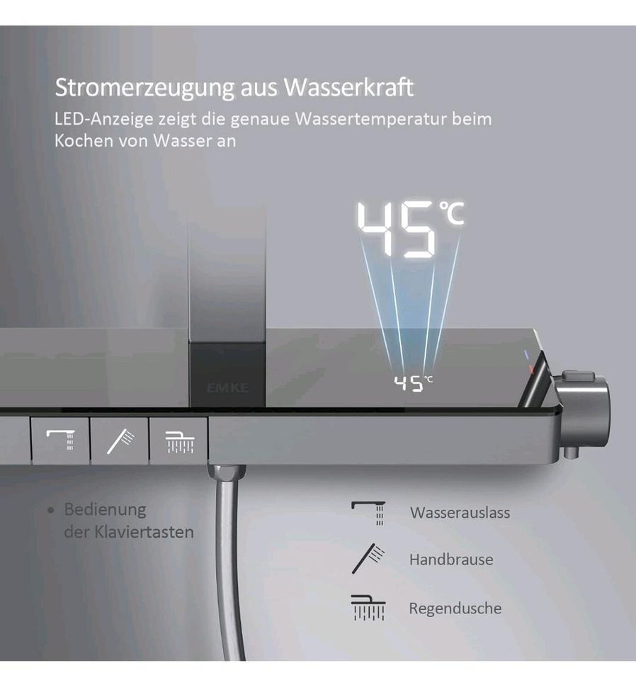 EMKE Duschsystem mit Thermostat Duschset Duschsäuleset mit 40cm in Hamburg