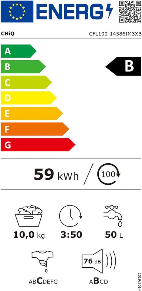 Chiq CFL100-14586IM3XB Waschmaschine Freistehend 10kg 1400U/Min in Köln