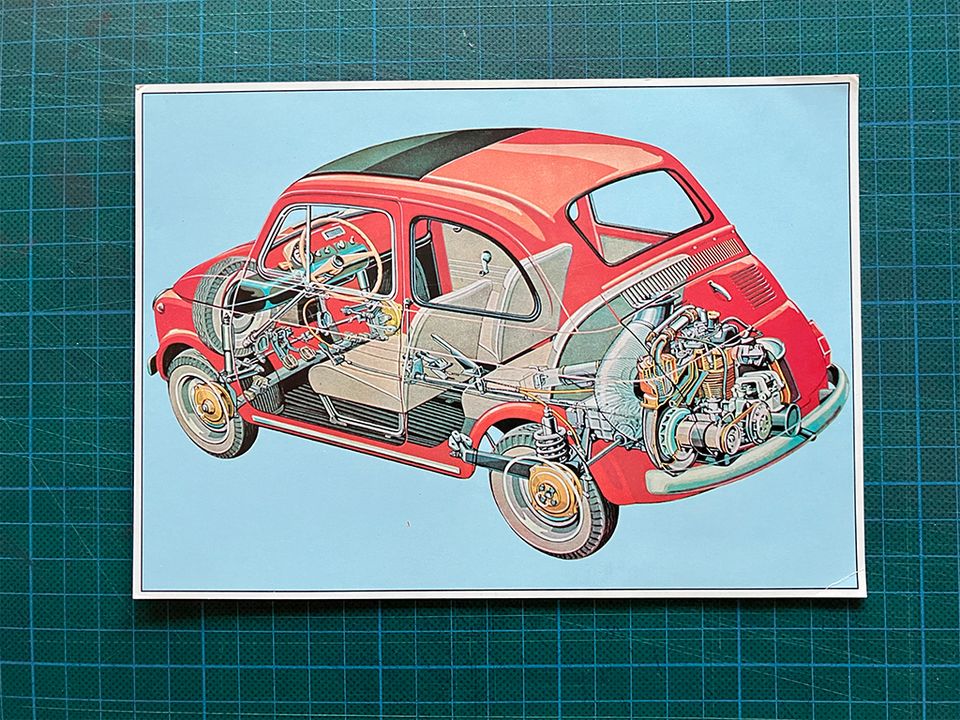 Schnittzeichnung (Cutaway) Fiat 500 R, 73-75 (Offsetdruck) in Hattersheim am Main