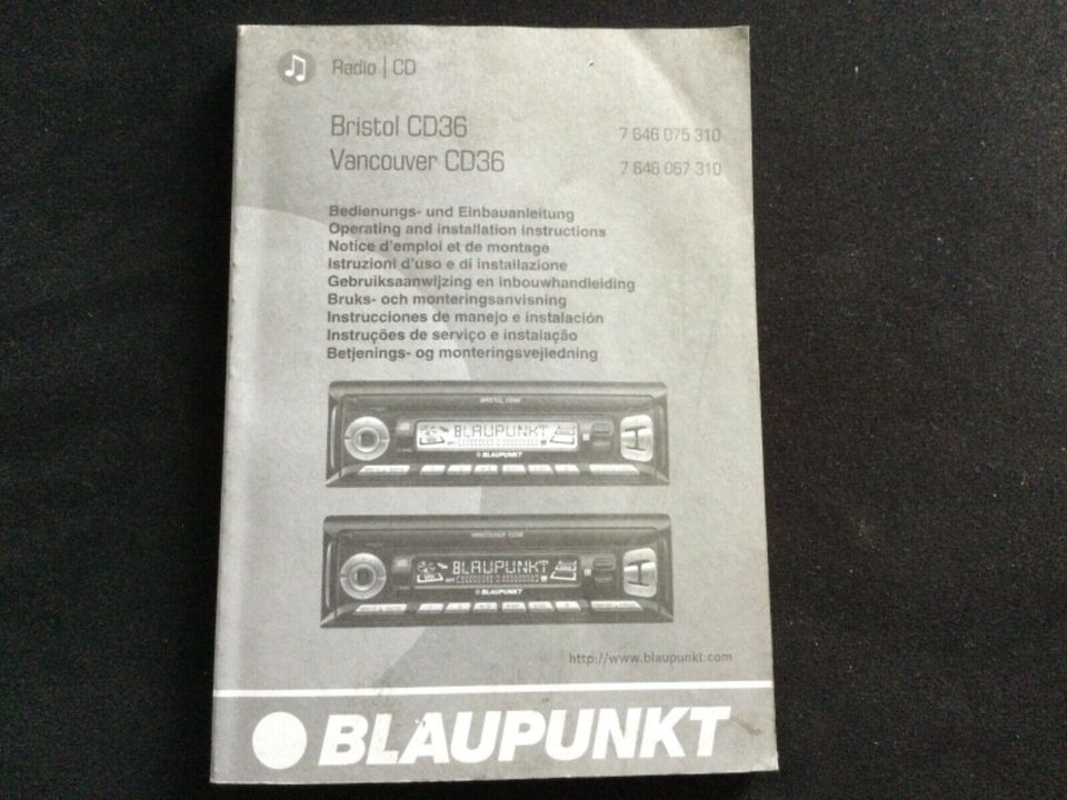 Blaupunkt Radio CD Anleitung Handbuch Bristol Vancouver CD 36 in Kiel