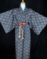 Vintage Haori Yukata Jacke Kimono Mantel Blau Retro Geo Muster Friedrichshain-Kreuzberg - Friedrichshain Vorschau