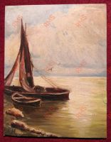 Gemälde, Segelboote am Strand, Küste, Monogramm K. H. Niedersachsen - Dassel Vorschau