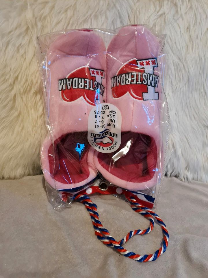 Hausschuhe Slipper "I love Amsterdam" Gr. 39-41 rosa in Mülheim (Ruhr)