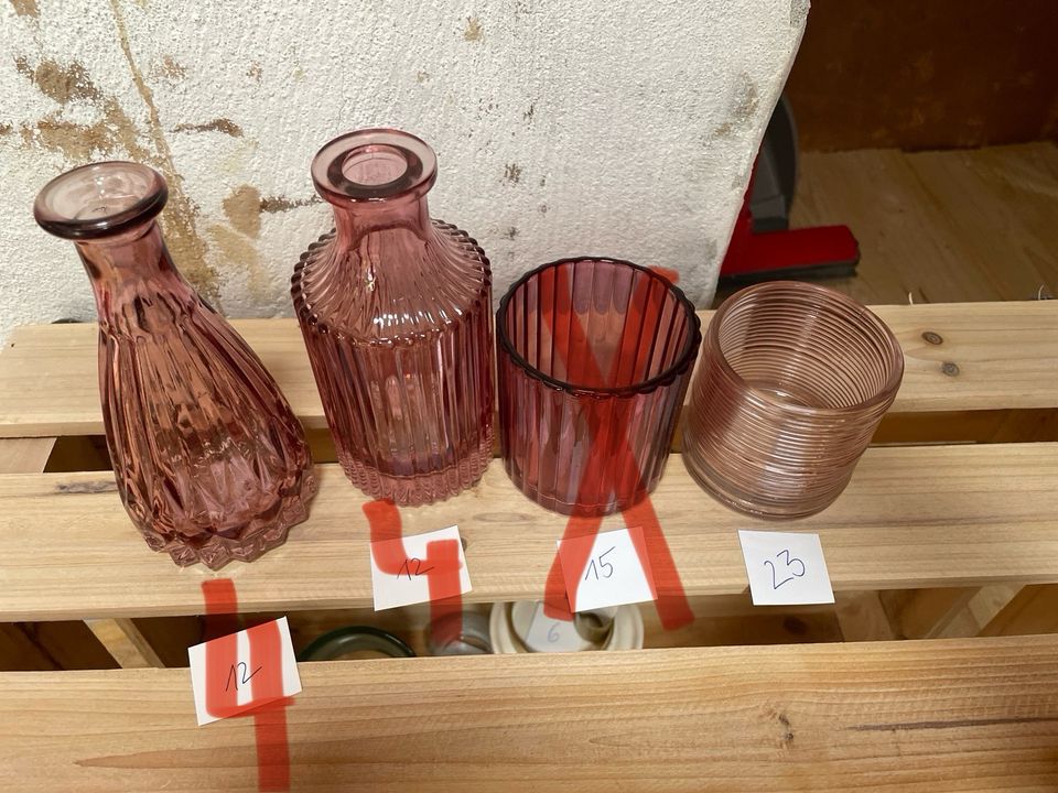 Vasen Windlicht Kerzenglas Glas rosa Deko Hochzeit Tisch in Witzenhausen