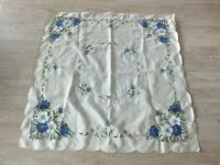 Tischdecke weiß mit blau/grünem Blumenmuster 80x80 Polyester Niedersachsen - Stuhr Vorschau