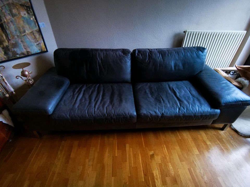 Echt Leder Couch anthrazit in Neu-Anspach