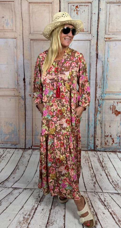 Romantisches Boho Seiden Maxi Kleid „Rosenliebe“ 100% Silk in Bochum