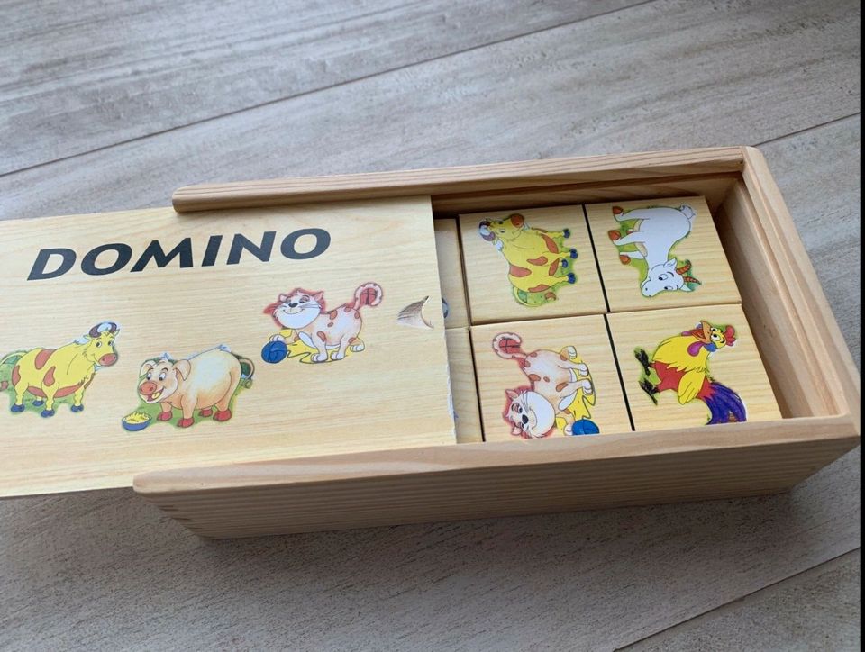 Dominospiel Holzdomino Bauernhof Tiere NEU in Panitzsch