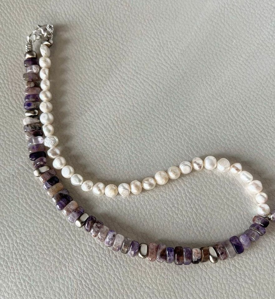 Perlen Amethyst Kette naturstein in Oberhausen