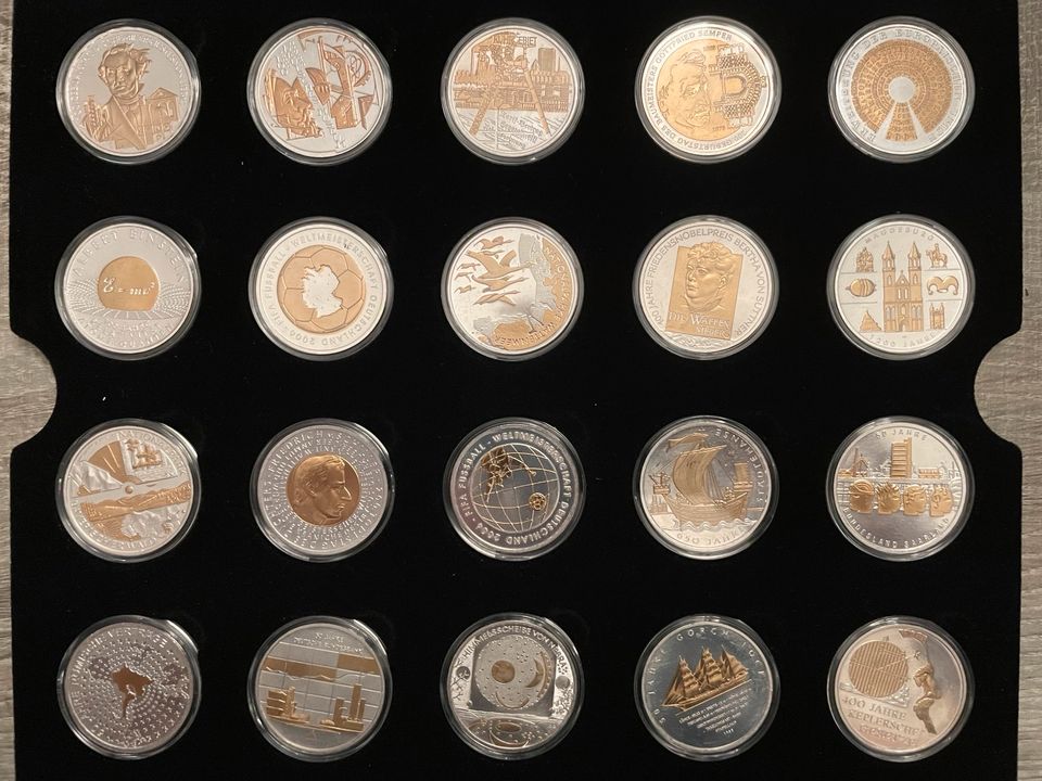10€ Gedenkmünzen, 37 St., Silber, Motiv goldveredelt, PP in Kapse in Werder (Havel)