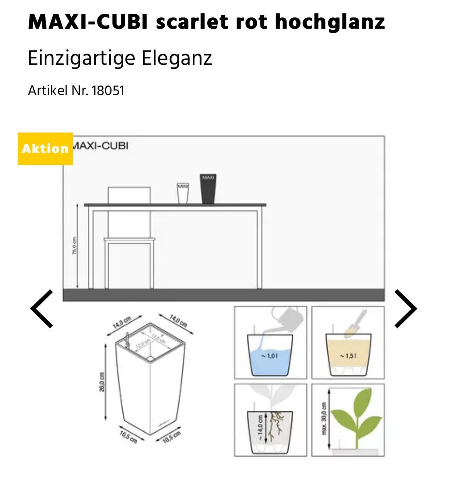 Lechuza Maxi Cubi Hochglanz Pflanztopf weiß & rot (4) in Rostock