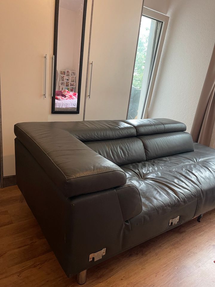 Sofa Eckcouch Leder schwarz in Aachen