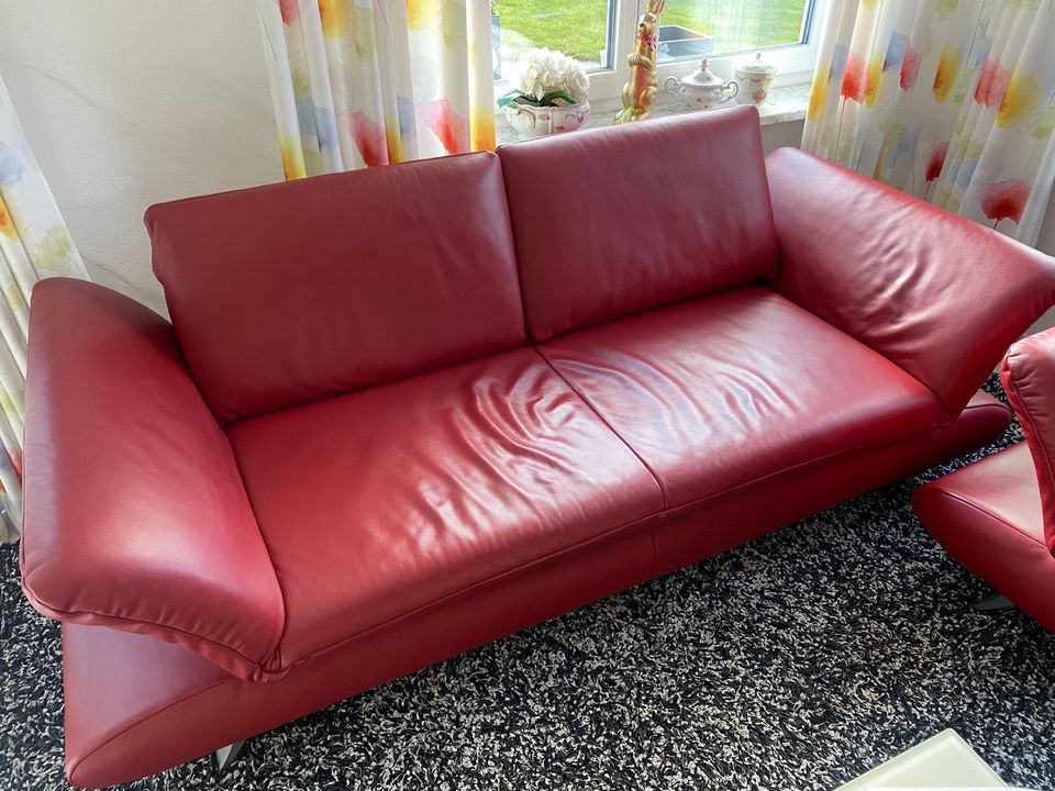 Sofa Leder rot Koinor 2-teilig Couch in Bad Waldsee