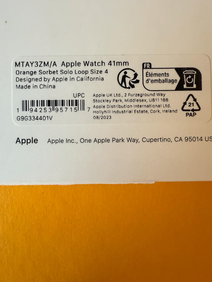 Apple Watch Armband Solo Loop Orange Sorbet 41 mm Gr.4 NW in Nidderau