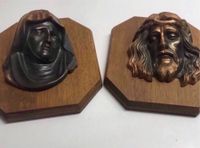 Jesus und Maria Kupferfarbene Köpfe ca1950 er Jahre evtl früher Bayern - Stein Vorschau