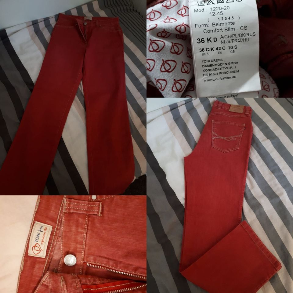 Hose/ Damenhose/ Jeans von Toni Dress, Gr. 36, Rot in Hamburg