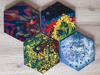 Acryl Pouring, Leinwand Bilder 30cm Hexagon Berlin - Hellersdorf Vorschau