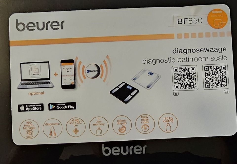 Digitale Körperanalysewaage Beurer BF850 Bluetooth schwarz in Essen-Margarethenhöhe